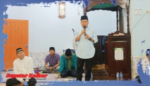 Bupati Sambas, H Satono saat menghadiri Safari Ramadhan di Masjid Nurul Yaqin Desa Sepadu, Kecamatan Semparuk di