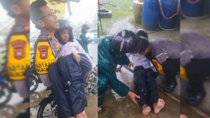 Aksi Heroik Kasat Lantas Polres Sambas Gendong Pelajar Korban Kecelakaan