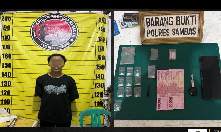 Seorang Pemuda di Sambas Ditangkap Polisi, Bawa Belasan Klip Sabu Siap Edar