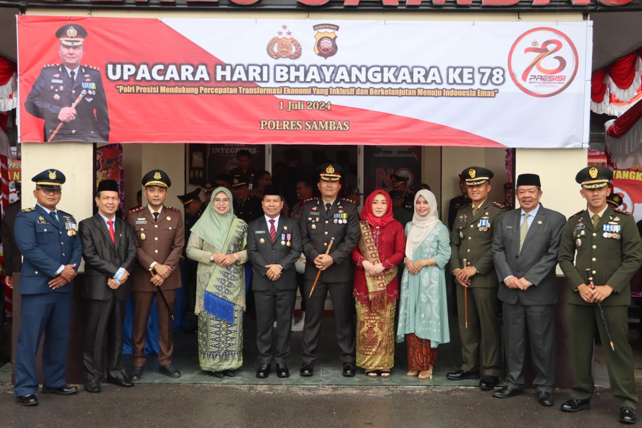 Hari Bhayangkara Ke-78, Polres Sambas Dapat Kejutan Dari Kodim 1208/Sambas dan Batalyon 645 Gardatama Yudha
