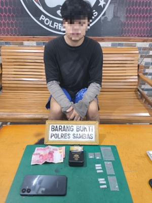 Polres Sambas Tangkap Seorang Pengedar Narkotika di Kecamatan Sebawi