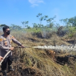 Polsek Jawai Bersama Tim Gabungan Berjibaku Padamkan Api di Desa Sarang Burung Danau