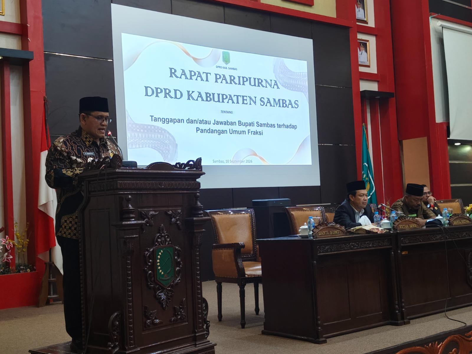Wabup Heroaldi Sampaikan Jawaban Fraksi DPRD atas Raperda Perubahan APBD Sambas 2026