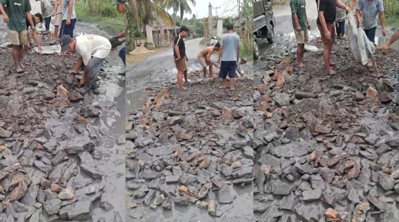 Lewat Swadaya, Warga Sarang Burung Danau Berupaya Atasi Jalan Rusak
