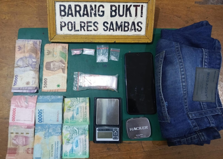 Satresnarkoba Polres Sambas Bersama BNNK Bongkar Dugaan Peredaran Sabu dan Ekstasi di Pemangkat, Pria Berinisial HS Diamankan